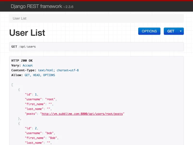 API Browser Example for Users