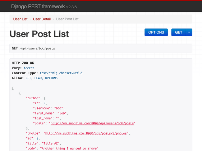 API Browser Example for User Posts