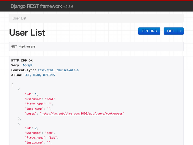 API Browser Example for Users